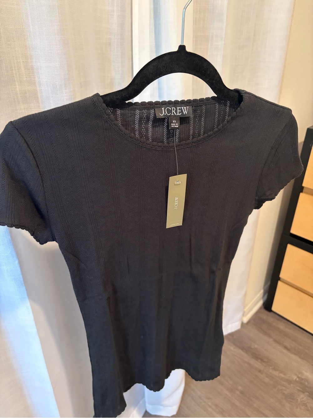 J.Crew Black pointelle short sleeve t-shirt